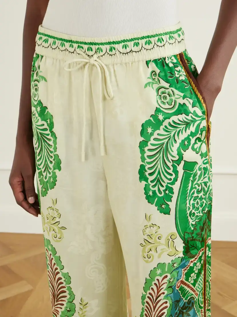 ALÉMAIS Florence Drawstring Floral-print Satin-jacquard Wide-leg Pants | Thumbnail 5