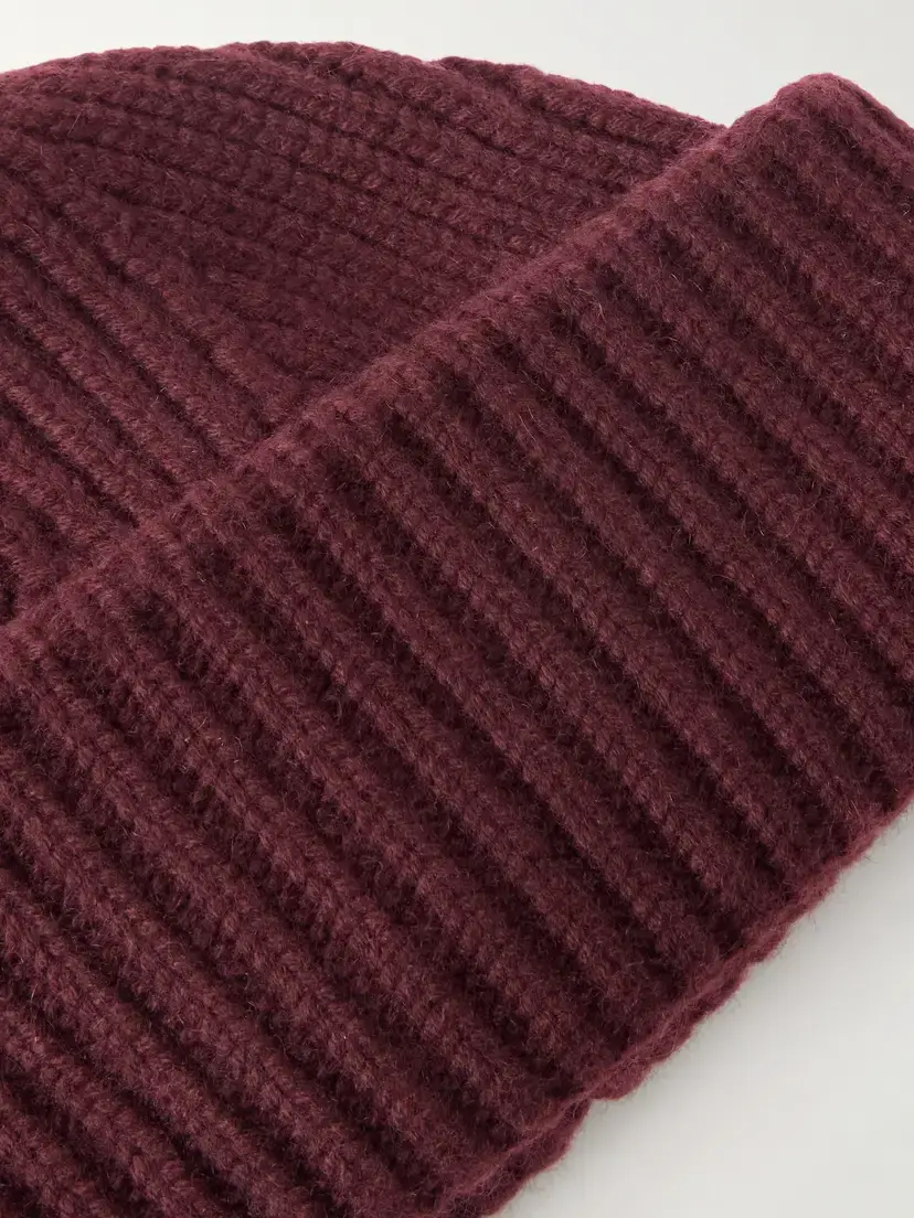 Yves Salomon Ribbed Wool And Cashmere-blend Beanie - Burgundy | Thumbnail 3