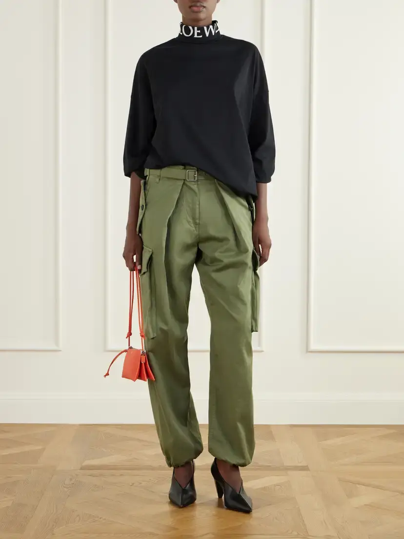 Loewe Belted Pleated Cotton-gabardine Wide-leg Cargo Pants | Thumbnail 2 Loewe Belted Pleated Cotton-gabardine Wide-leg Cargo Pants | Thumbnail 2