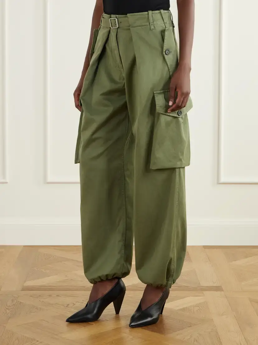 Loewe Belted Pleated Cotton-gabardine Wide-leg Cargo Pants | Thumbnail 3 Loewe Belted Pleated Cotton-gabardine Wide-leg Cargo Pants | Thumbnail 3