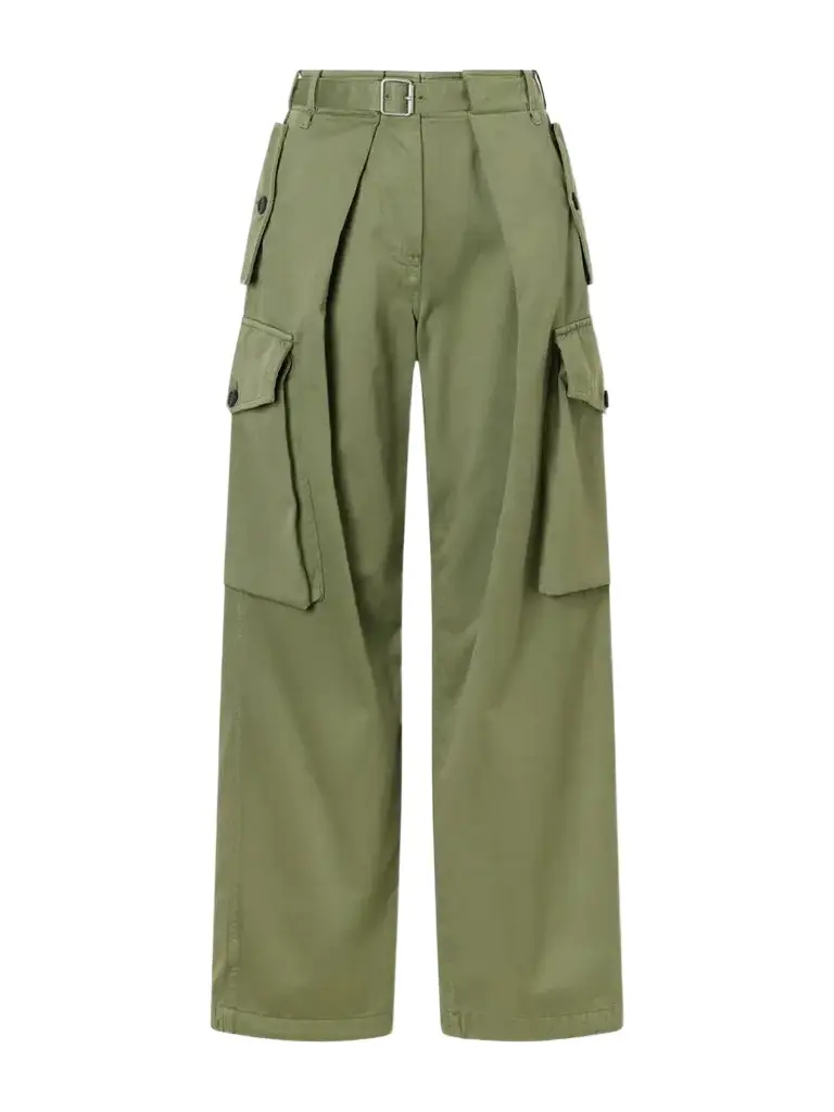 Loewe Belted Pleated Cotton-gabardine Wide-leg Cargo Pants