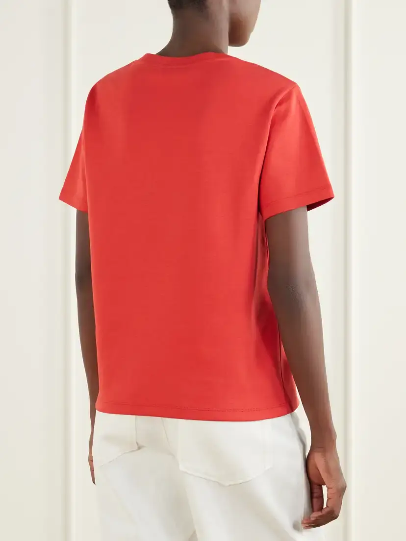 Loewe Logo-embossed Leather-trimmed Cotton-blend Jersey T-shirt | Thumbnail 4 Loewe Logo-embossed Leather-trimmed Cotton-blend Jersey T-shirt | Thumbnail 4