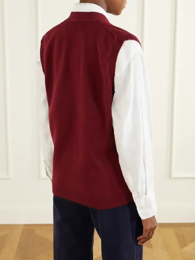 Blazé Milano Highland Wool And Cashmere-blend Vest - Burgundy | Thumbnail 4 Blazé Milano Highland Wool And Cashmere-blend Vest - Burgundy | Thumbnail 4