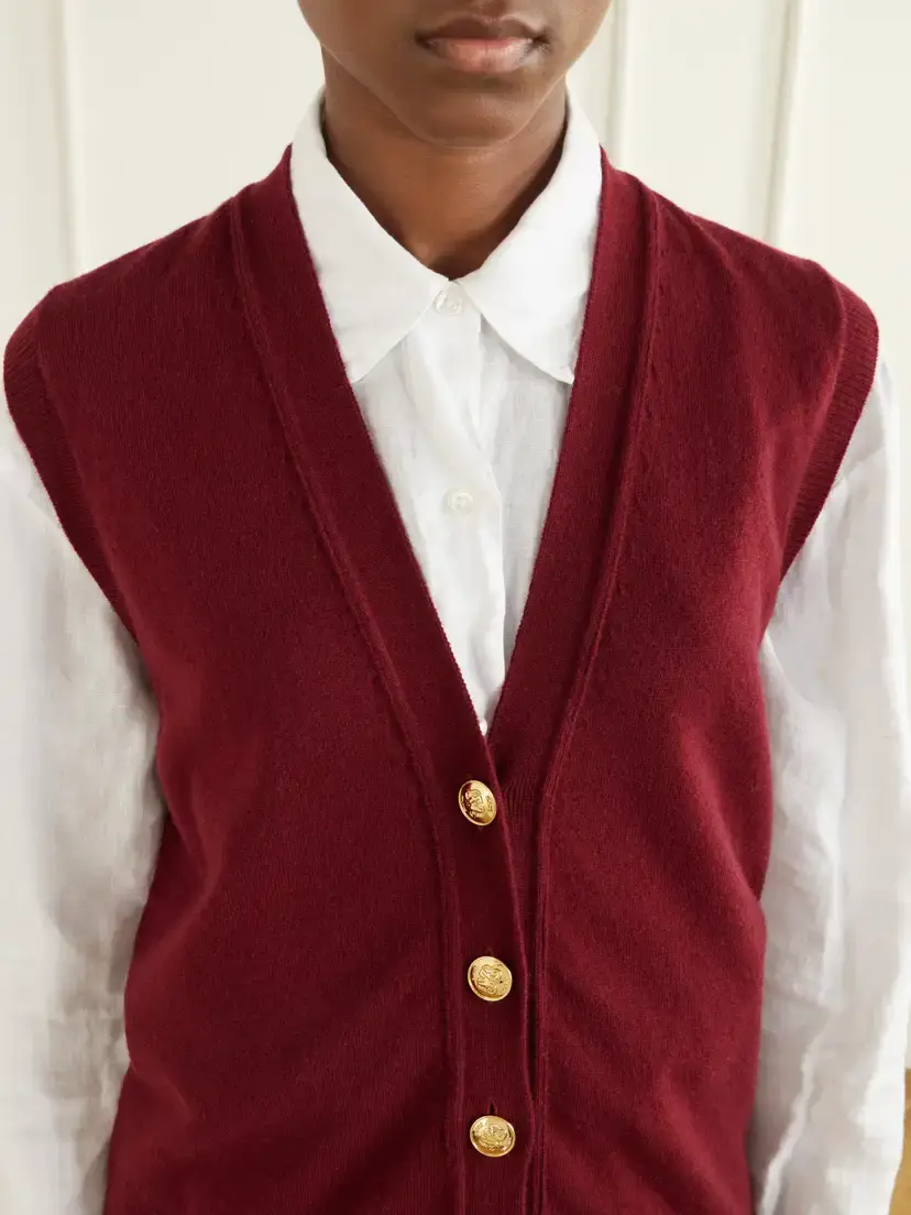 Blazé Milano Highland Wool And Cashmere-blend Vest - Burgundy | Thumbnail 5 Blazé Milano Highland Wool And Cashmere-blend Vest - Burgundy | Thumbnail 5