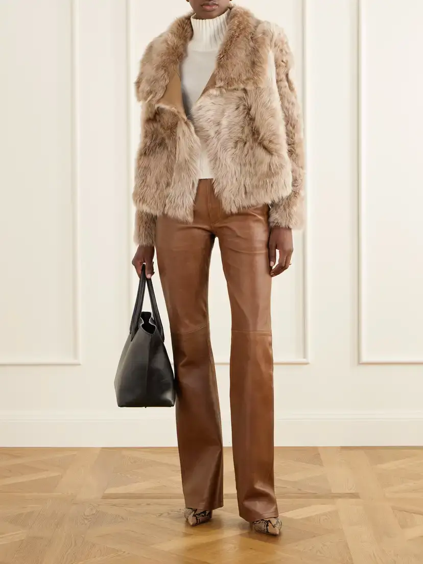 Yves Salomon Reversible Shearling And Leather Jacket - Brown | Thumbnail 2 Yves Salomon Reversible Shearling And Leather Jacket - Brown | Thumbnail 2