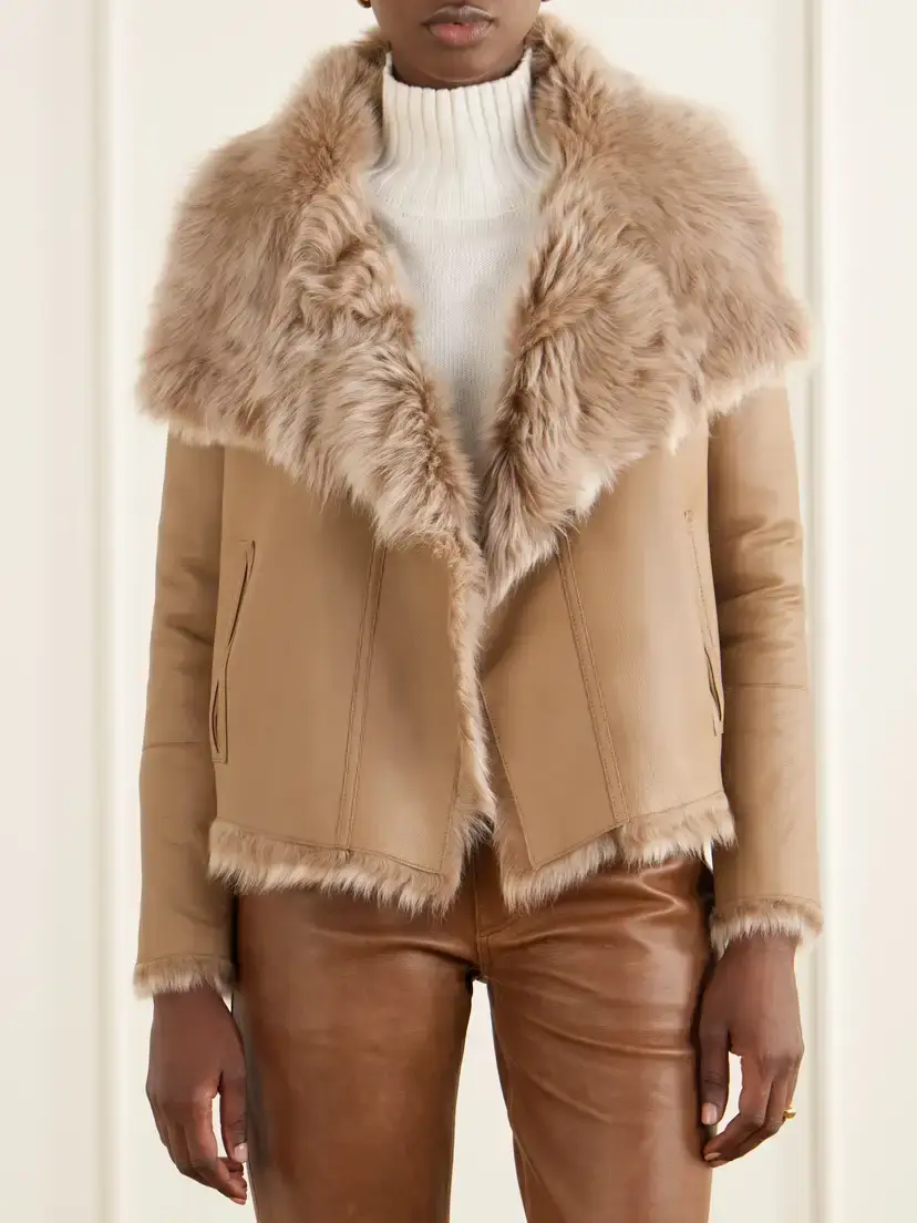 Yves Salomon Reversible Shearling And Leather Jacket - Brown | Thumbnail 3 Yves Salomon Reversible Shearling And Leather Jacket - Brown | Thumbnail 3