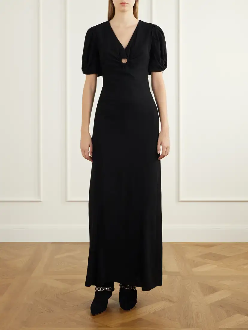 Isabel Marant Surelie Paneled Gathered Crepe Midi Dress | Thumbnail 3