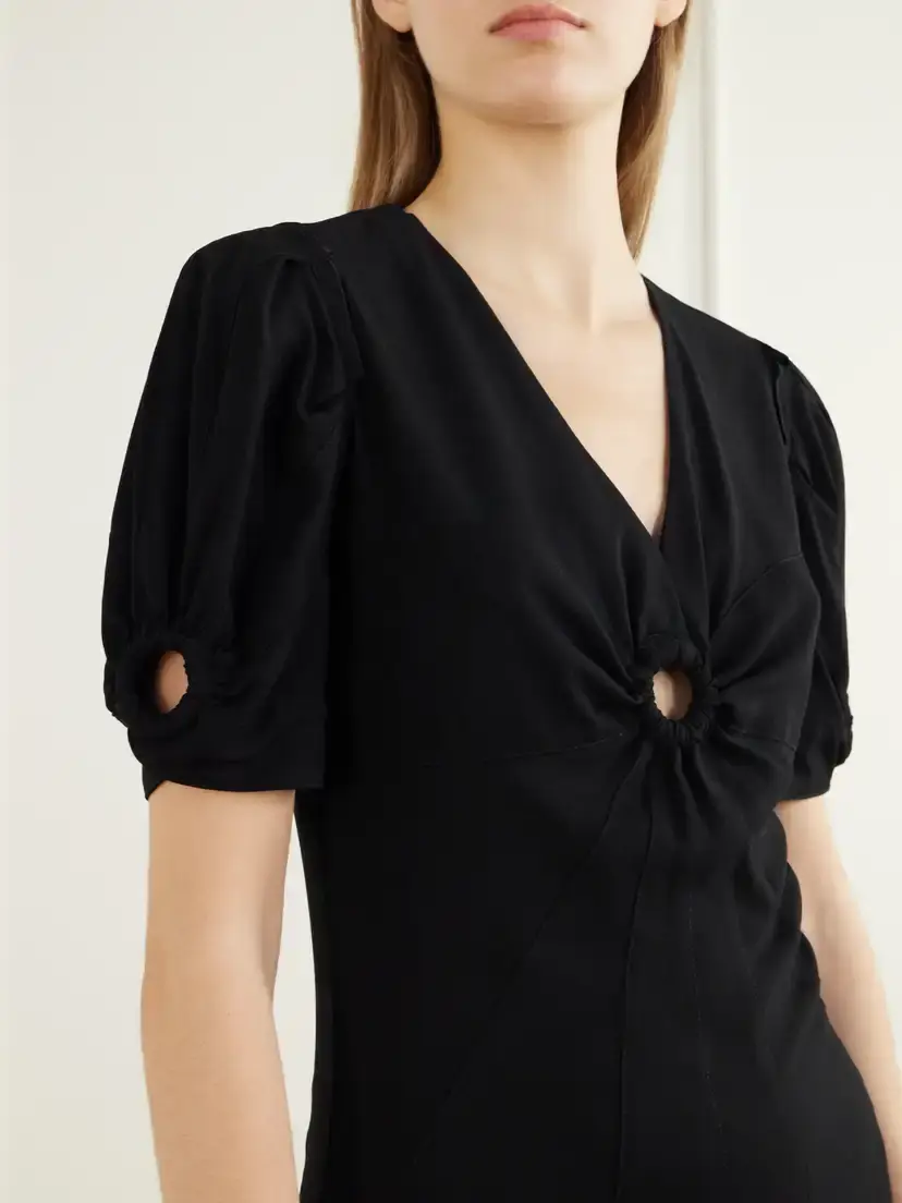 Isabel Marant Surelie Paneled Gathered Crepe Midi Dress | Thumbnail 5