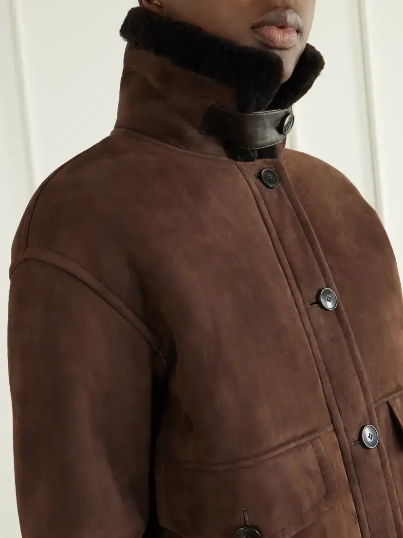 Yves Salomon Shearling-trimmed Suede Jacket | Thumbnail 5