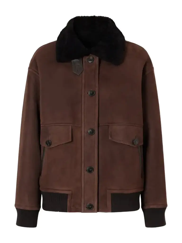 Yves Salomon Shearling-trimmed Suede Jacket | Image 1 Yves Salomon Shearling-trimmed Suede Jacket | Image 1