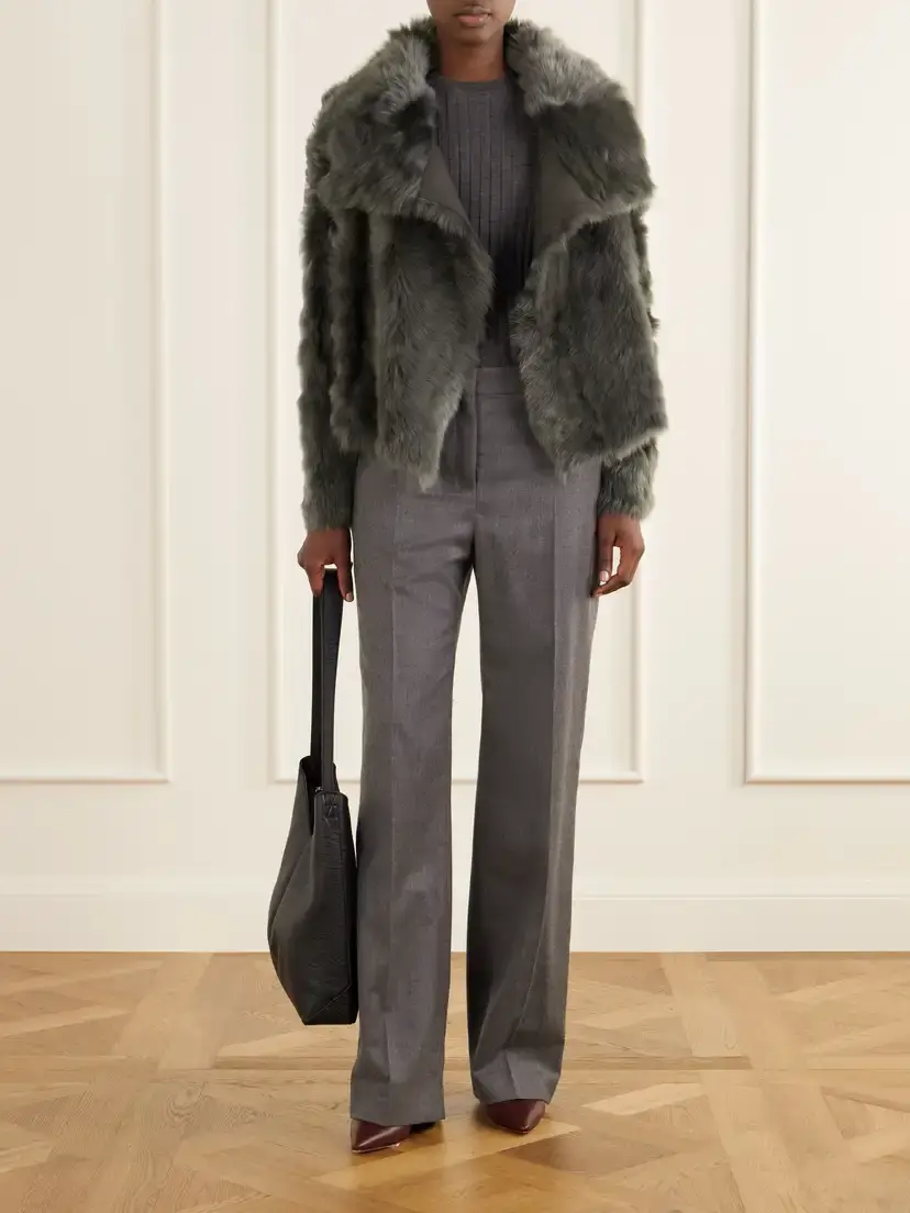 Yves Salomon Reversible Shearling And Leather Jacket - Green | Thumbnail 2 Yves Salomon Reversible Shearling And Leather Jacket - Green | Thumbnail 2