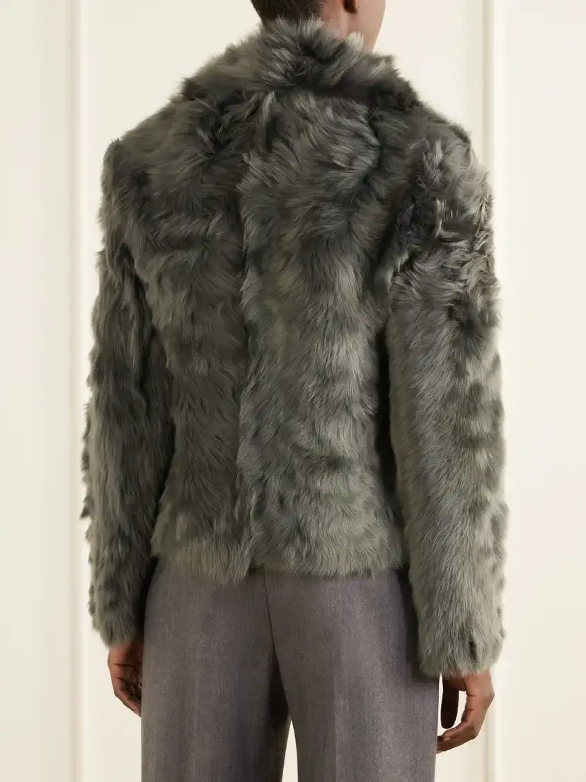 Yves Salomon Reversible Shearling And Leather Jacket - Green | Thumbnail 4 Yves Salomon Reversible Shearling And Leather Jacket - Green | Thumbnail 4