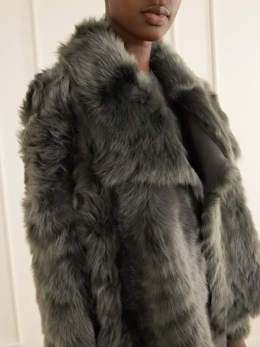 Yves Salomon Reversible Shearling And Leather Jacket - Green | Thumbnail 5 Yves Salomon Reversible Shearling And Leather Jacket - Green | Thumbnail 5