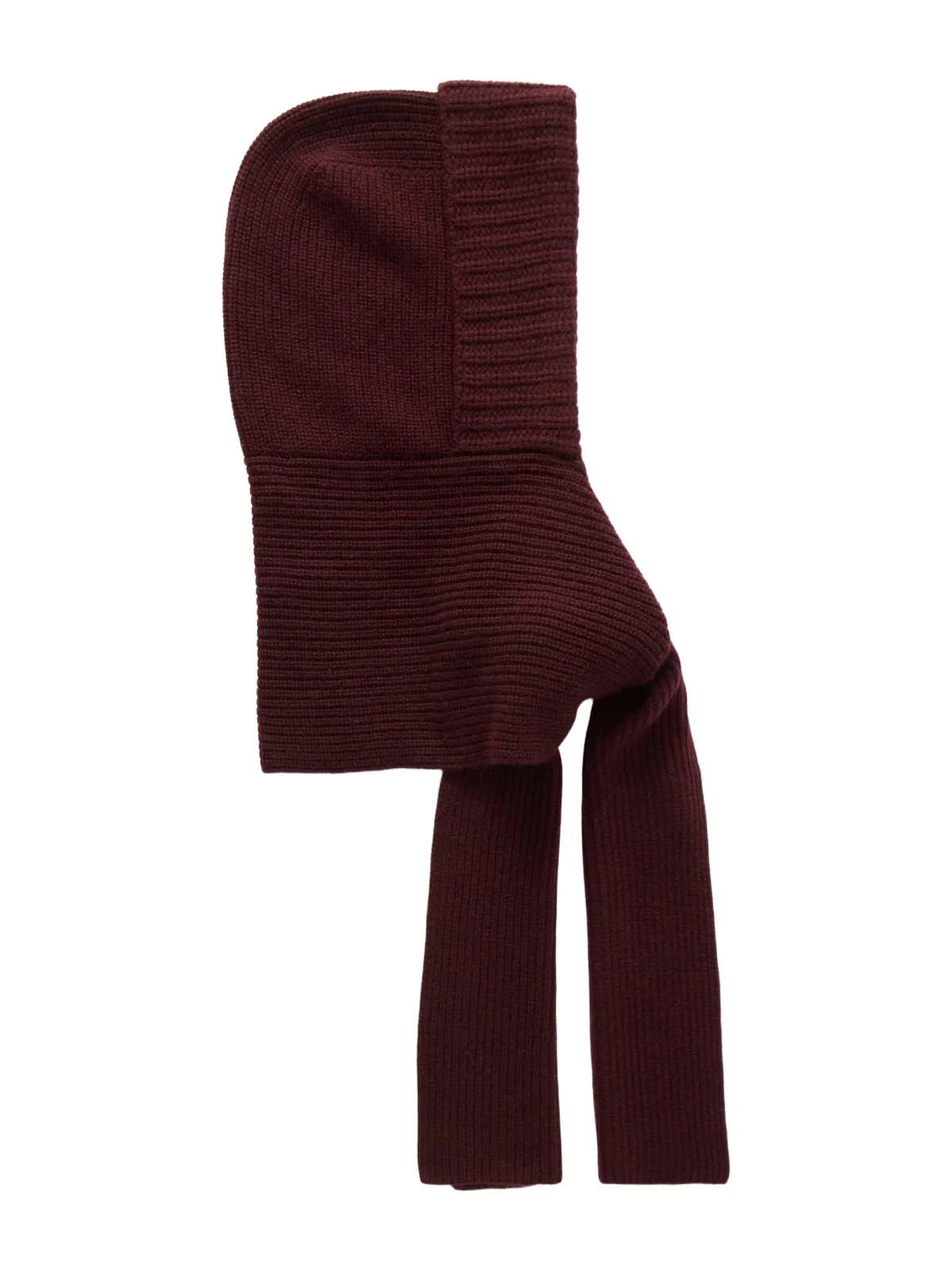 Yves Salomon Hooded Ribbed Wool And Cashmere-blend Snood - Burgundy