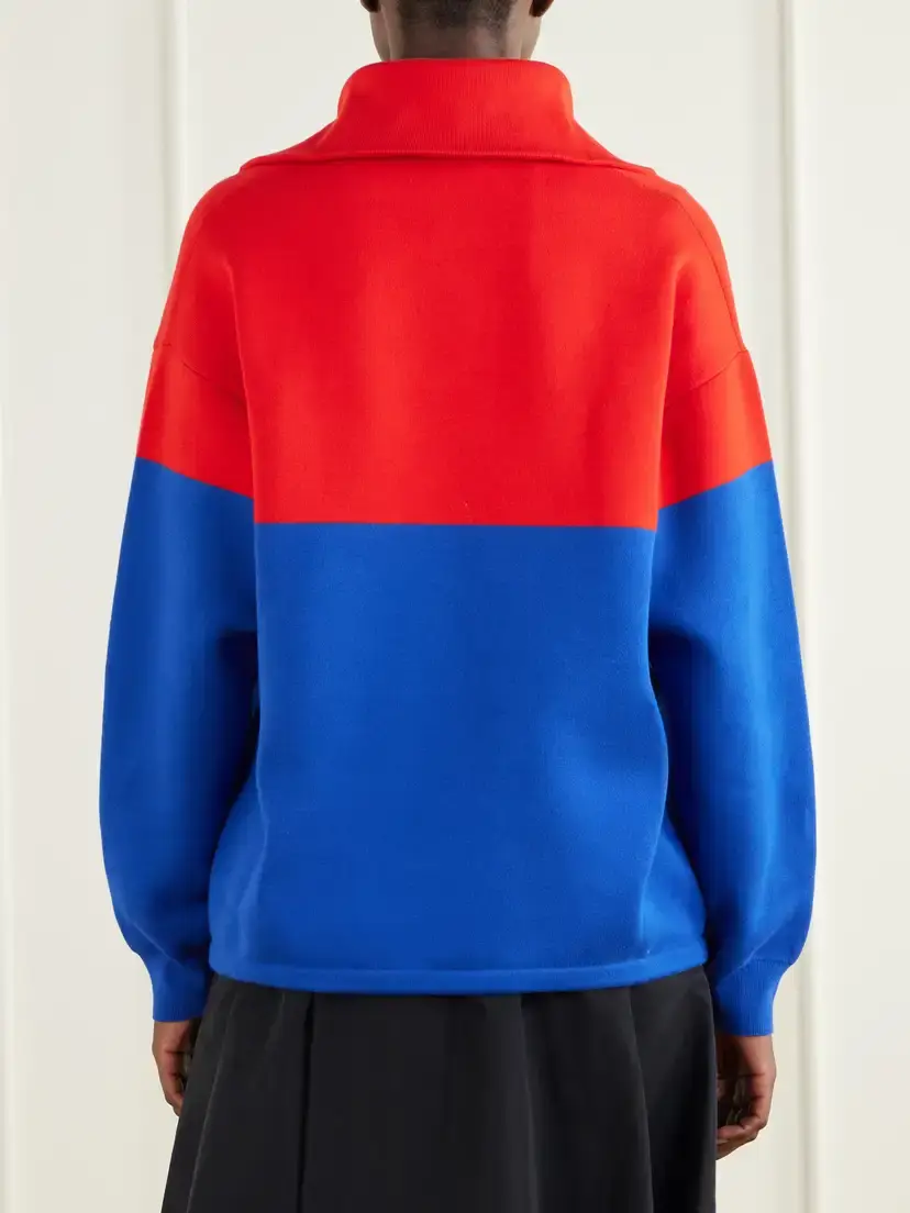 Loewe Anagram-embossed Two-tone Cotton-blend Jersey Half-zip Sweatshirt | Thumbnail 4 Loewe Anagram-embossed Two-tone Cotton-blend Jersey Half-zip Sweatshirt | Thumbnail 4
