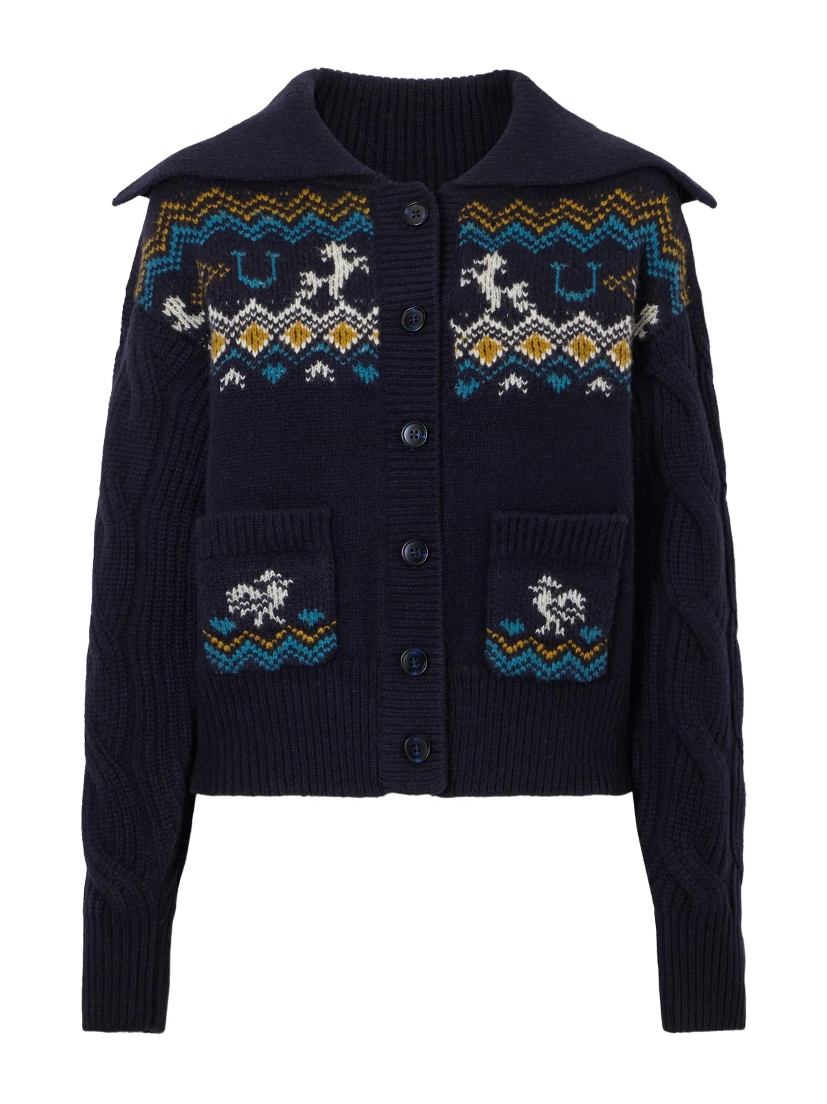 ALÉMAIS Patsy Intarsia-knit Merino Wool Cardigan