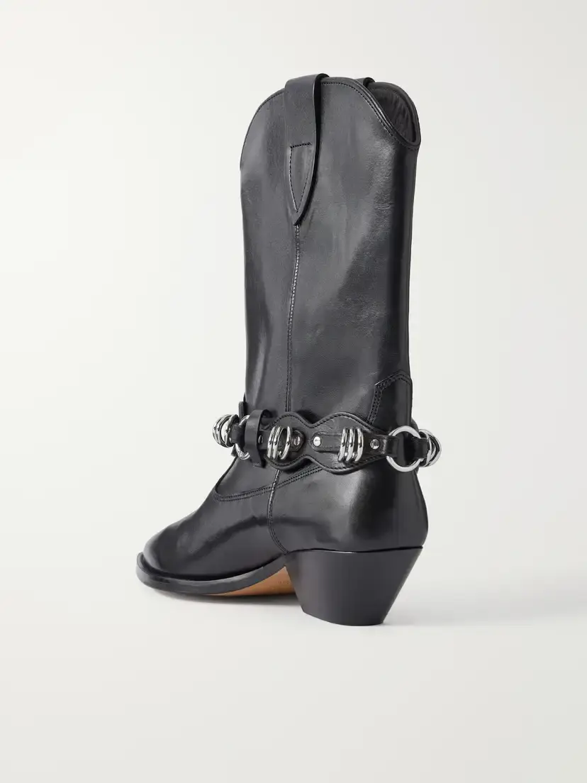 Isabel Marant Duerto 45 Chain-embellished Leather Ankle Boots | Thumbnail 3