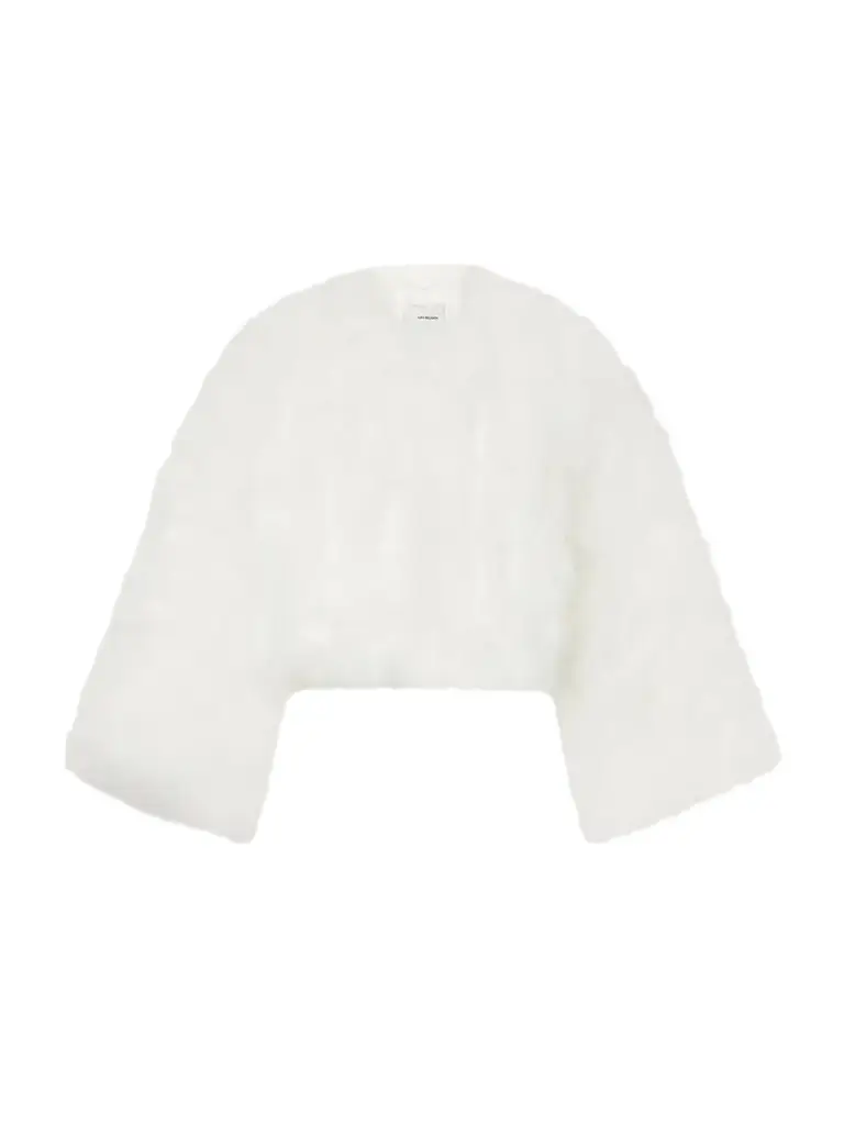 Yves Salomon Cropped Feather-trimmed Satin Cape | Image 1 Yves Salomon Cropped Feather-trimmed Satin Cape | Image 1