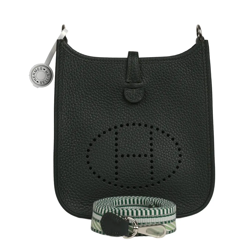 HERMÈS Hermes Evelyne TPM Vert Mangrove Clemence Palladium Hardware | Image 1 HERMÈS Hermes Evelyne TPM Vert Mangrove Clemence Palladium Hardware | Image 1
