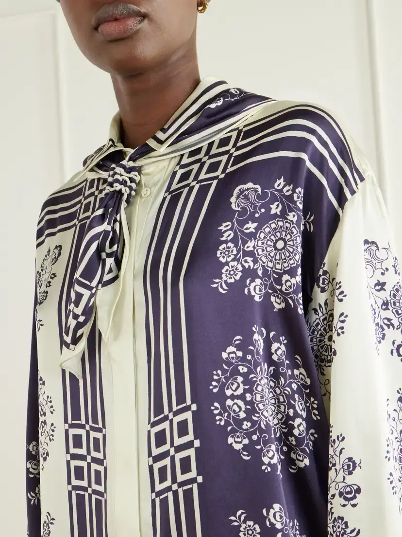 ALÉMAIS Banderra Scarf-detailed Printed Silk-satin Shirt | Thumbnail 5 ALÉMAIS Banderra Scarf-detailed Printed Silk-satin Shirt | Thumbnail 5
