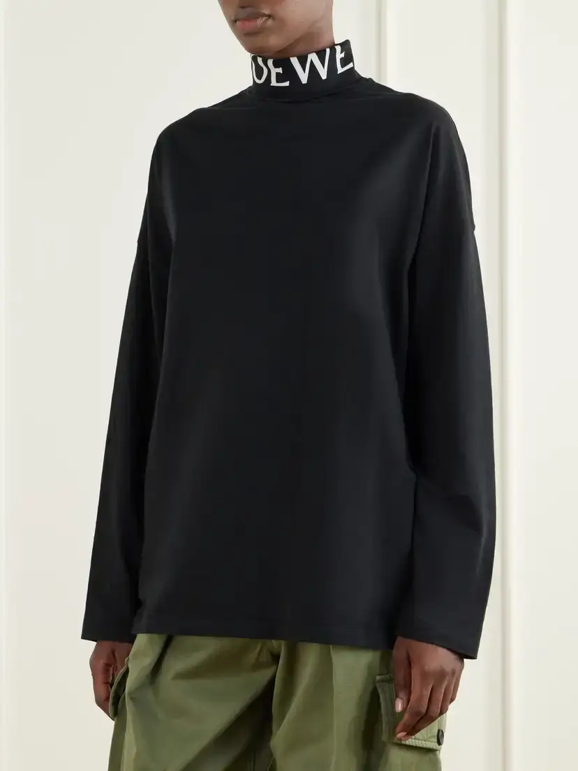 Loewe Logo-print Cotton-jersey Turtleneck Sweatshirt | Thumbnail 3