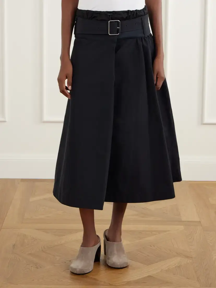 Loewe Belted Gathered Cotton-blend Shell Midi Skirt | Thumbnail 4 Loewe Belted Gathered Cotton-blend Shell Midi Skirt | Thumbnail 4