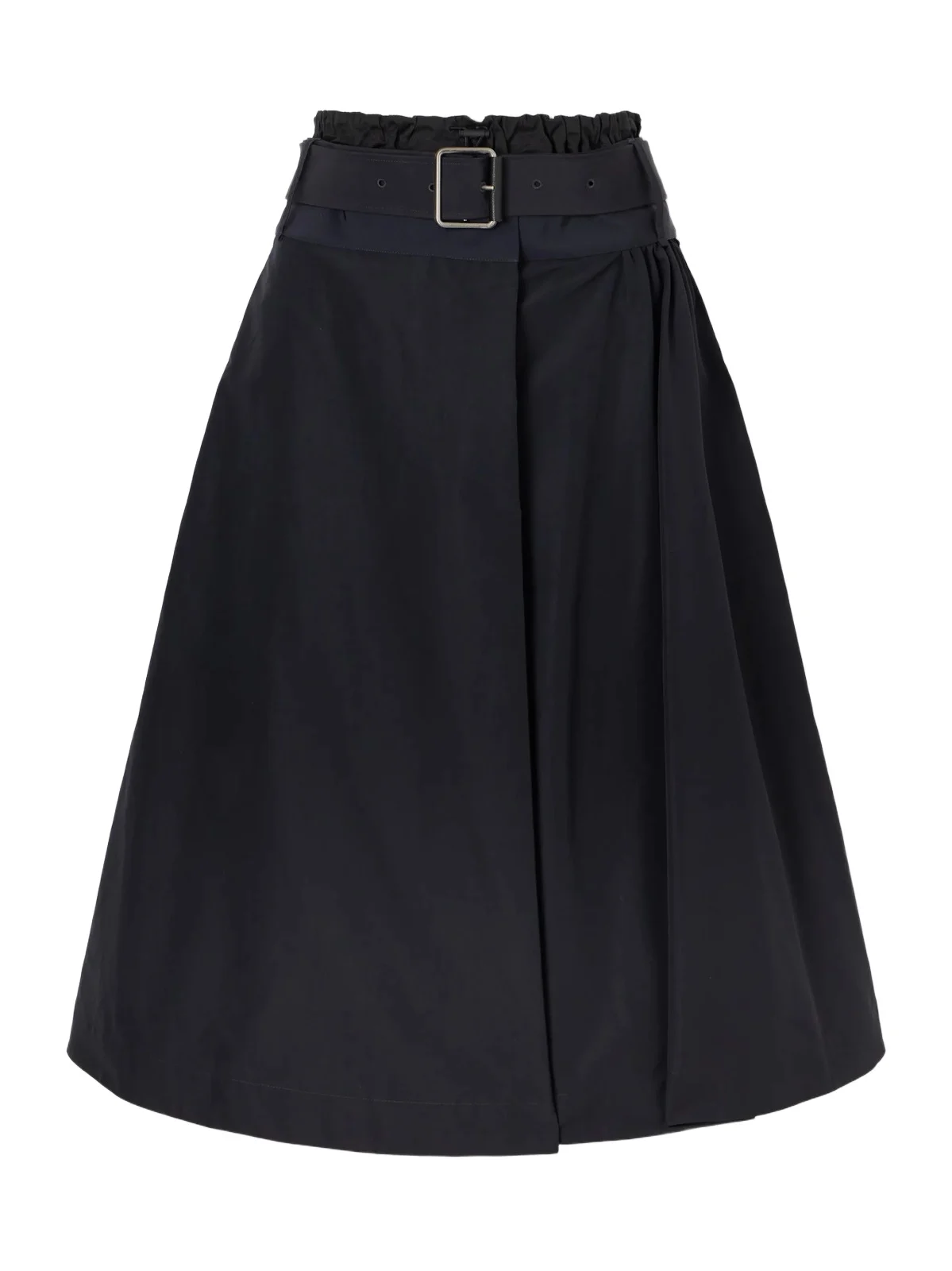 Belted Gathered Cotton-blend Shell Midi Skirt