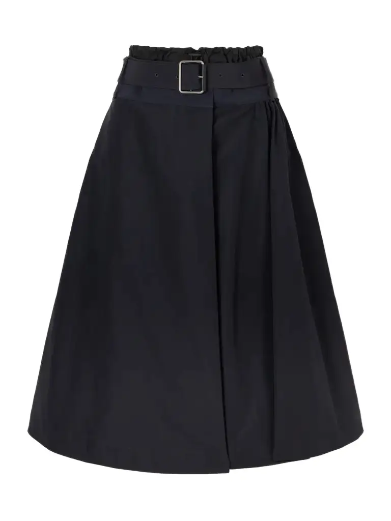Belted Gathered Cotton-blend Shell Midi Skirt Belted Gathered Cotton-blend Shell Midi Skirt