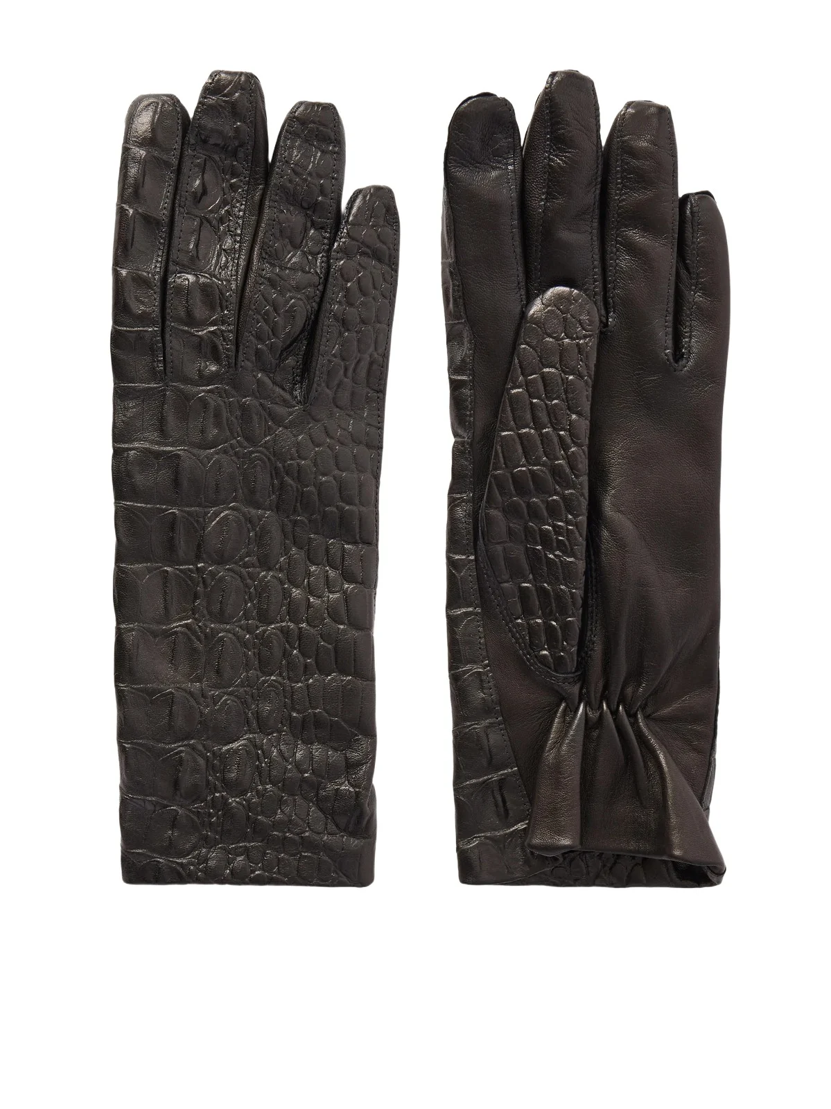 Nour Hammour Croc-effect Leather Gloves