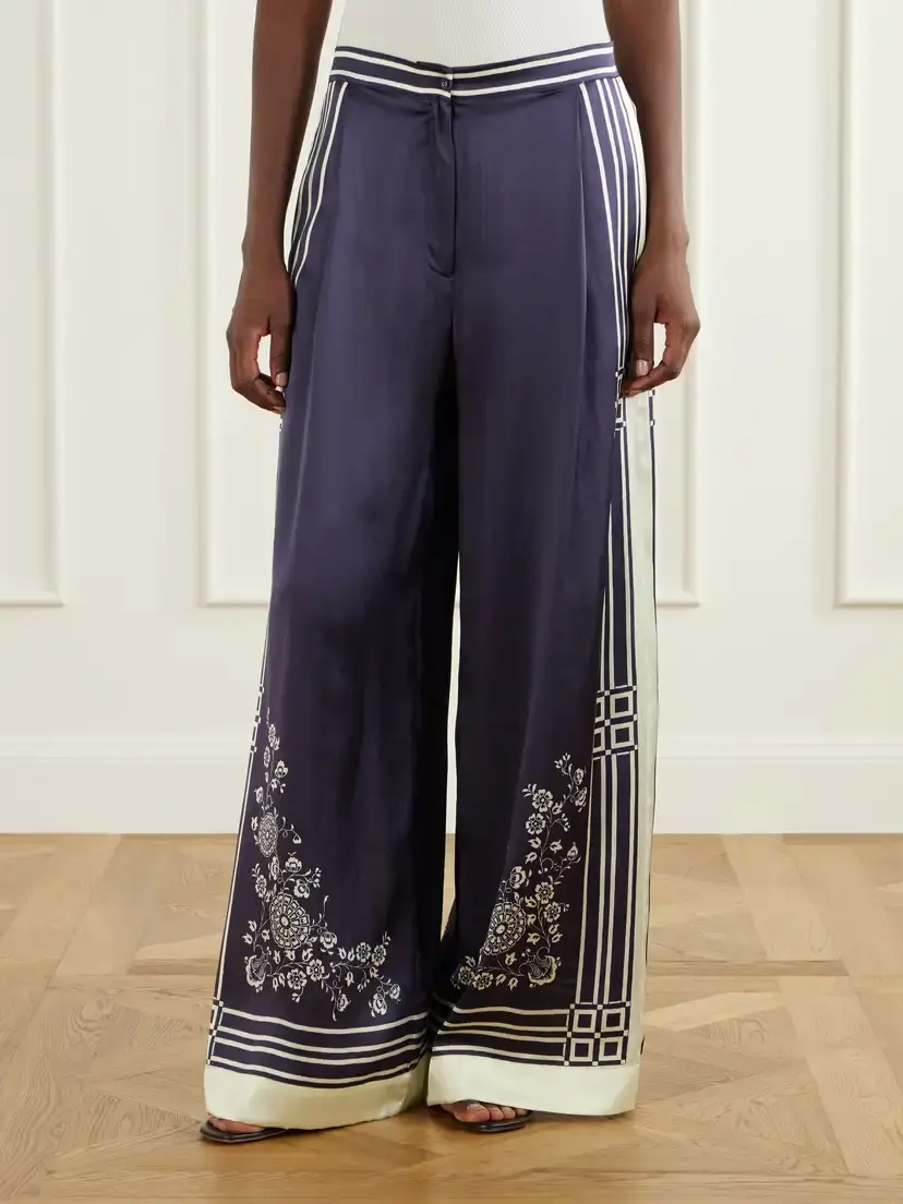 ALÉMAIS Bandera Printed Silk-satin Wide-leg Pants | Thumbnail 3 ALÉMAIS Bandera Printed Silk-satin Wide-leg Pants | Thumbnail 3