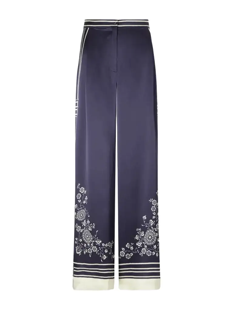 ALÉMAIS Bandera Printed Silk-satin Wide-leg Pants