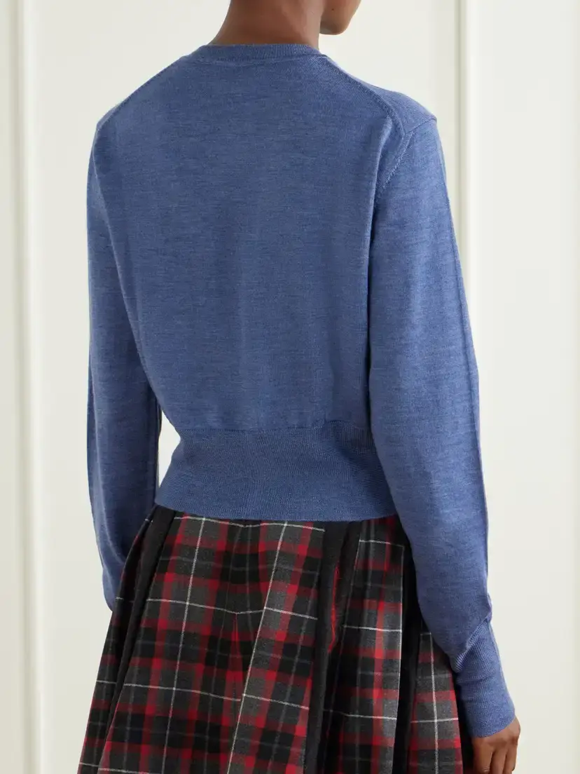 Vivienne Westwood Bea Logo-embroidered Wool And Silk-blend Cardigan - Blue | Thumbnail 4 Vivienne Westwood Bea Logo-embroidered Wool And Silk-blend Cardigan - Blue | Thumbnail 4