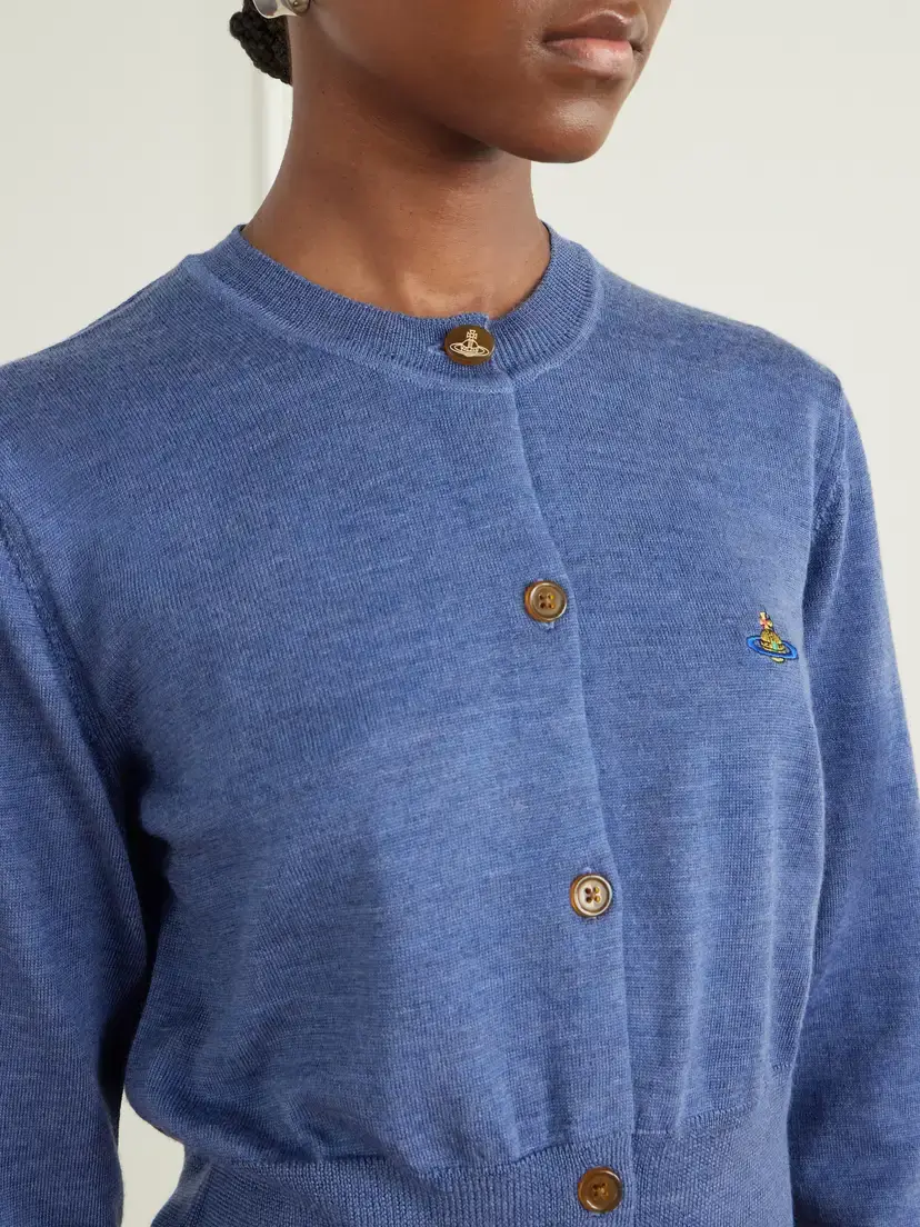 Vivienne Westwood Bea Logo-embroidered Wool And Silk-blend Cardigan - Blue | Thumbnail 5 Vivienne Westwood Bea Logo-embroidered Wool And Silk-blend Cardigan - Blue | Thumbnail 5