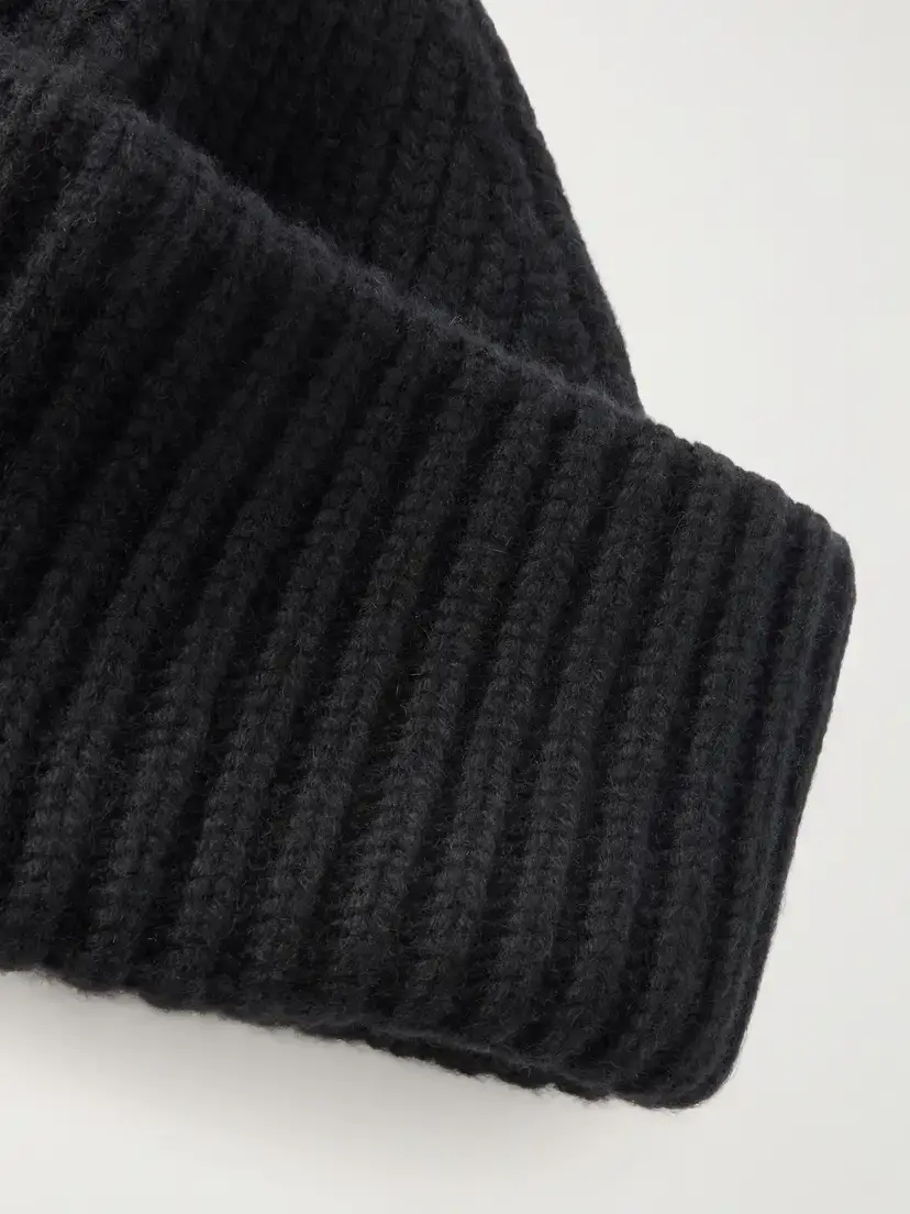 Yves Salomon Ribbed Wool And Cashmere-blend Beanie - Black | Thumbnail 3 Yves Salomon Ribbed Wool And Cashmere-blend Beanie - Black | Thumbnail 3