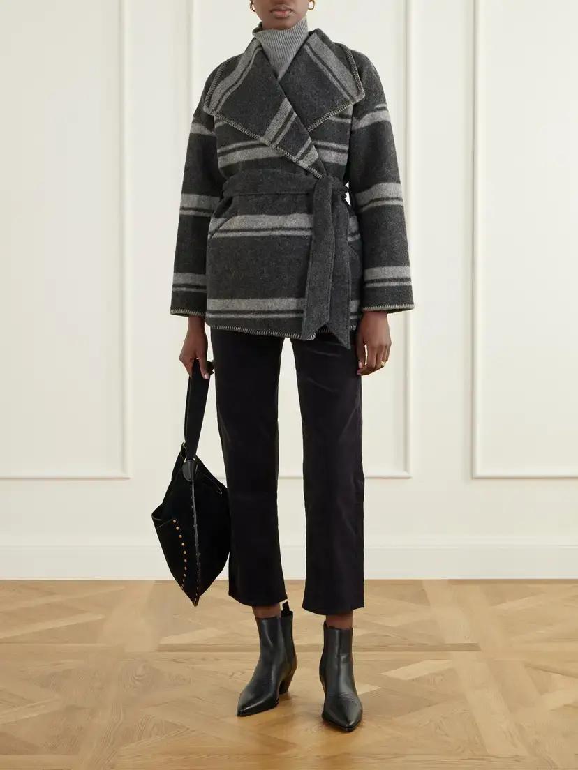 Marant Étoile Brea Belted Striped Knitted Coat | Thumbnail 2 Marant Étoile Brea Belted Striped Knitted Coat | Thumbnail 2