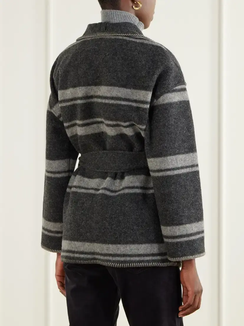 Marant Étoile Brea Belted Striped Knitted Coat | Thumbnail 3 Marant Étoile Brea Belted Striped Knitted Coat | Thumbnail 3