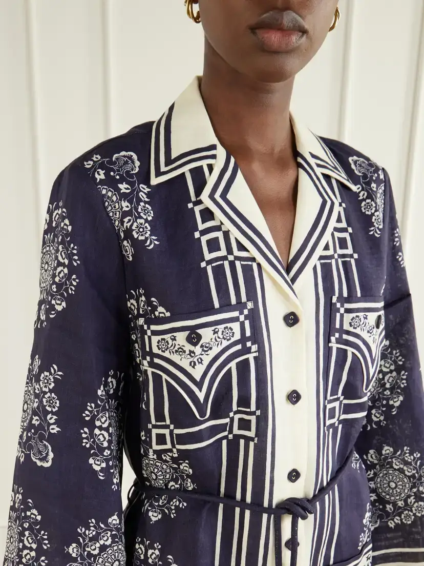 ALÉMAIS Banderra Belted Printed Linen Mini Dress | Thumbnail 4 ALÉMAIS Banderra Belted Printed Linen Mini Dress | Thumbnail 4