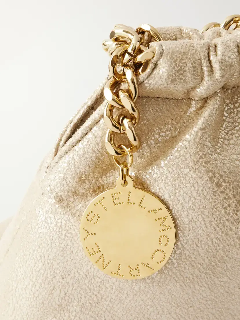 Stella McCartney Falabella Mini Metallic Vegetarian Material Drawstring Bag | Thumbnail 5 Stella McCartney Falabella Mini Metallic Vegetarian Material Drawstring Bag | Thumbnail 5