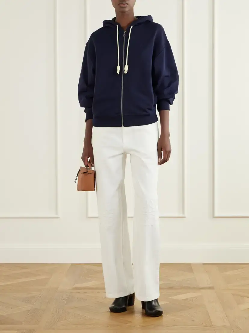 Loewe Logo-embroidered Cotton-jersey Hooded Zip-up Sweatshirt | Thumbnail 2 Loewe Logo-embroidered Cotton-jersey Hooded Zip-up Sweatshirt | Thumbnail 2