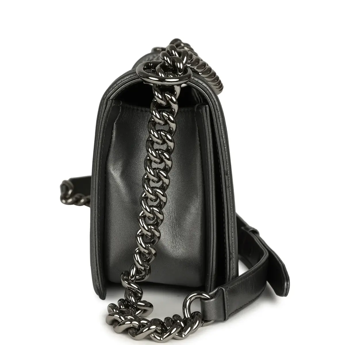 Chanel Pre-owned Chanel Medium Boy Bag Silver Python Ruthenium Hardware | Thumbnail 3