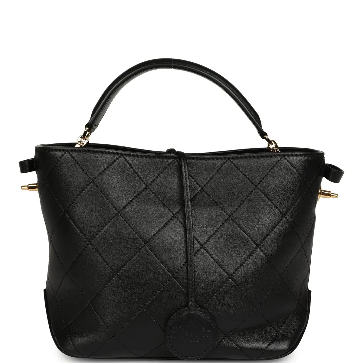 Chanel Pre-owned Chanel Top Handle Bucket Bag Black Calfskin Gold Hardware | Thumbnail 2 Chanel Pre-owned Chanel Top Handle Bucket Bag Black Calfskin Gold Hardware | Thumbnail 2