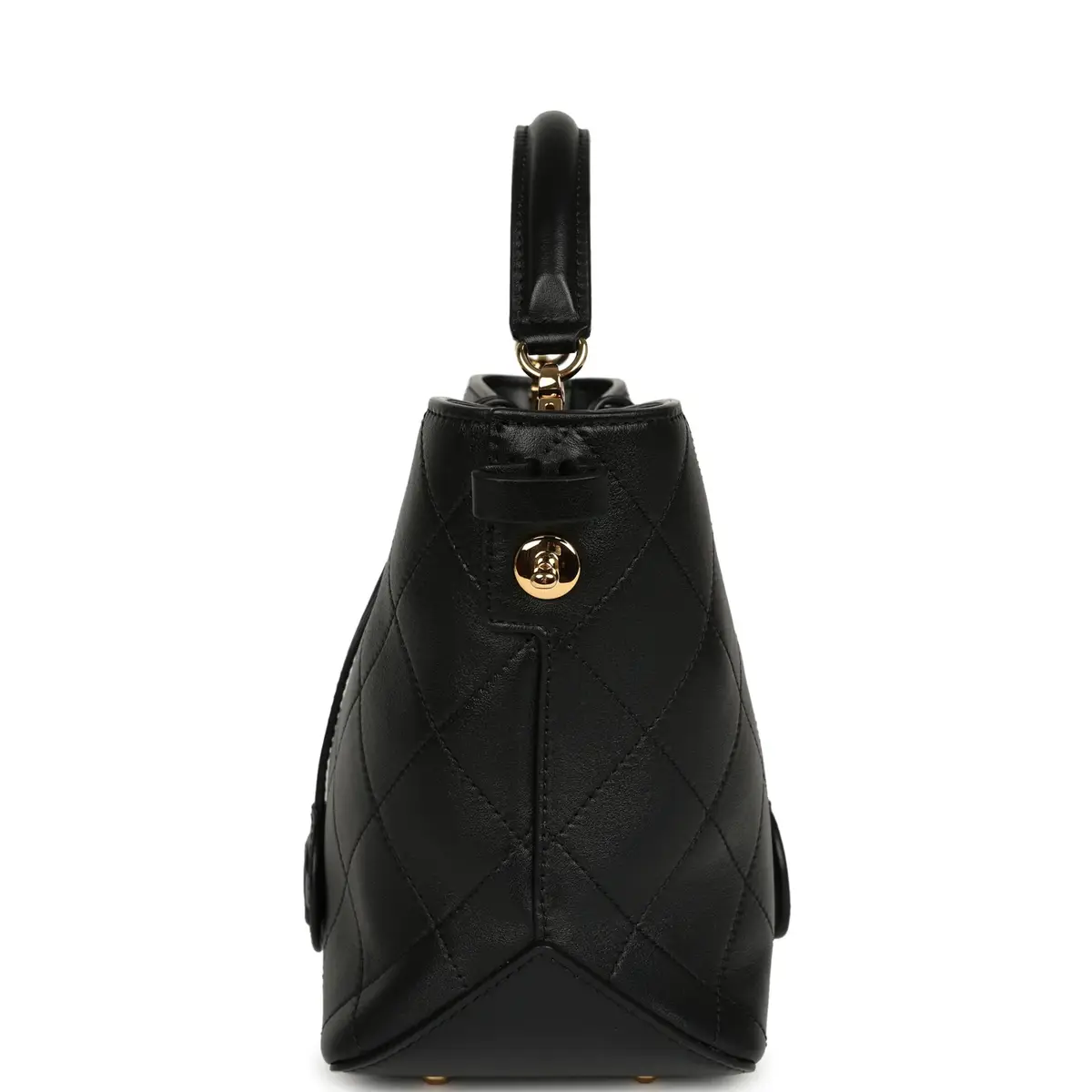 Chanel Pre-owned Chanel Top Handle Bucket Bag Black Calfskin Gold Hardware | Thumbnail 4 Chanel Pre-owned Chanel Top Handle Bucket Bag Black Calfskin Gold Hardware | Thumbnail 4