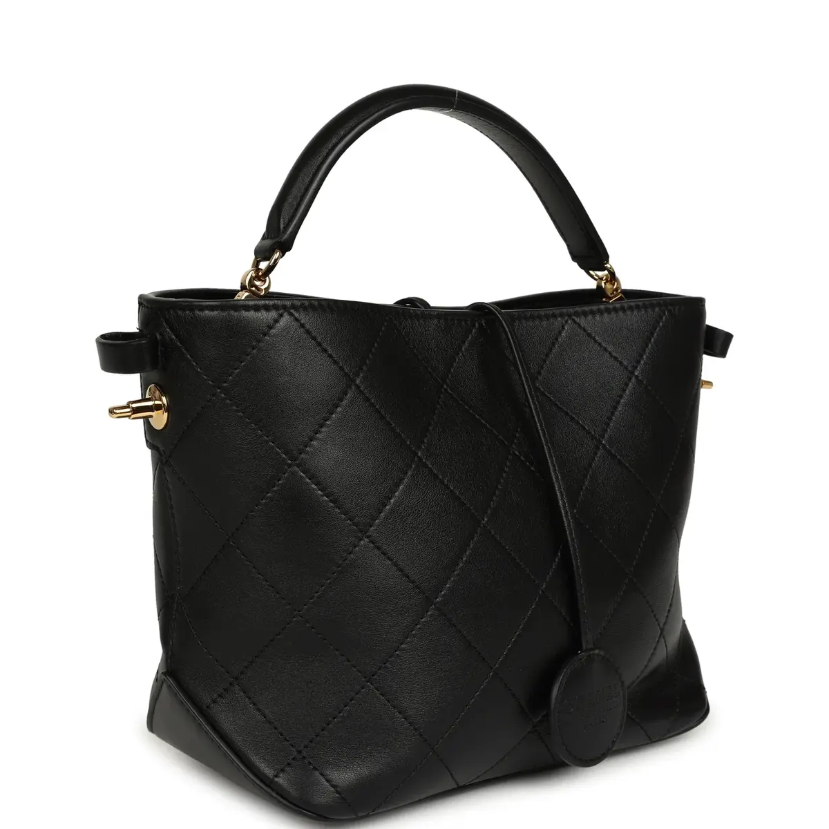 Chanel Pre-owned Chanel Top Handle Bucket Bag Black Calfskin Gold Hardware | Thumbnail 5 Chanel Pre-owned Chanel Top Handle Bucket Bag Black Calfskin Gold Hardware | Thumbnail 5