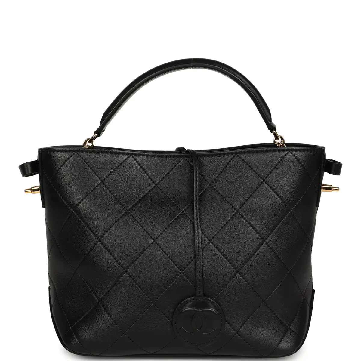 Chanel Pre-owned Chanel Top Handle Bucket Bag Black Calfskin Gold Hardware | Thumbnail 6 Chanel Pre-owned Chanel Top Handle Bucket Bag Black Calfskin Gold Hardware | Thumbnail 6