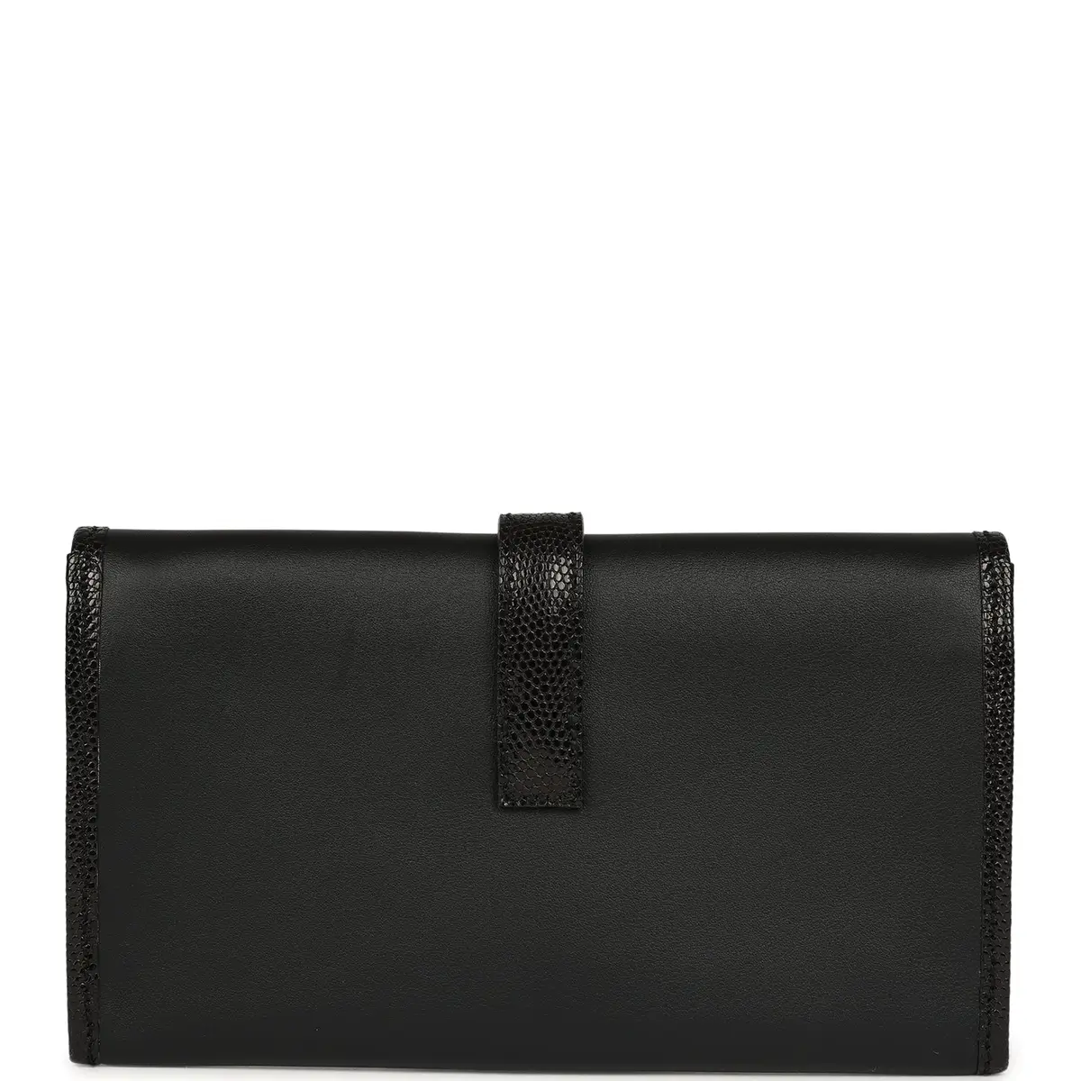 HERMÈS Pre-owned Hermes Jige Duo Clutch Touch Black Swift, Varanus Niloticus Lizard Touch Palladium Hardware | Thumbnail 4 HERMÈS Pre-owned Hermes Jige Duo Clutch Touch Black Swift, Varanus Niloticus Lizard Touch Palladium Hardware | Thumbnail 4