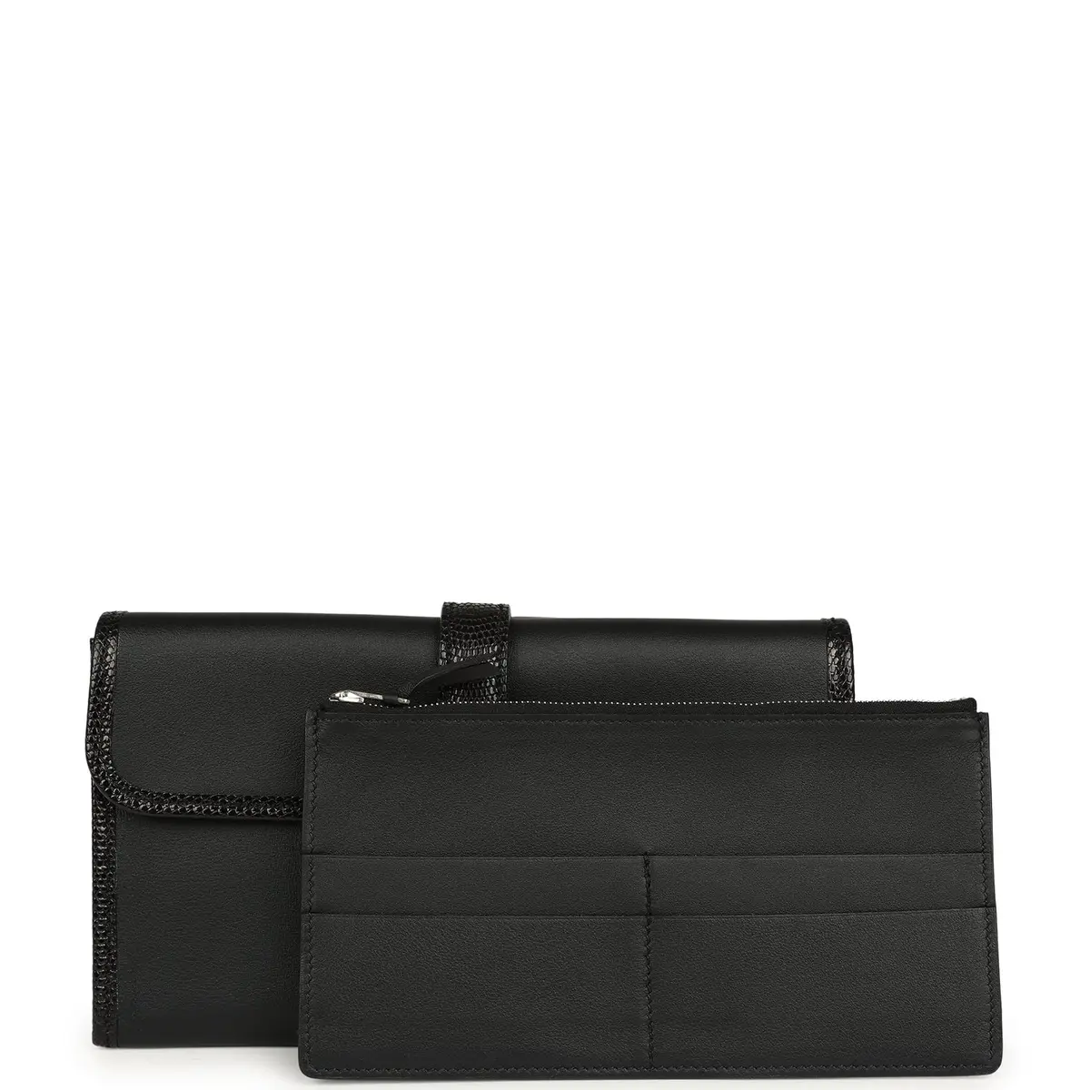 HERMÈS Pre-owned Hermes Jige Duo Clutch Touch Black Swift, Varanus Niloticus Lizard Touch Palladium Hardware | Thumbnail 7 HERMÈS Pre-owned Hermes Jige Duo Clutch Touch Black Swift, Varanus Niloticus Lizard Touch Palladium Hardware | Thumbnail 7