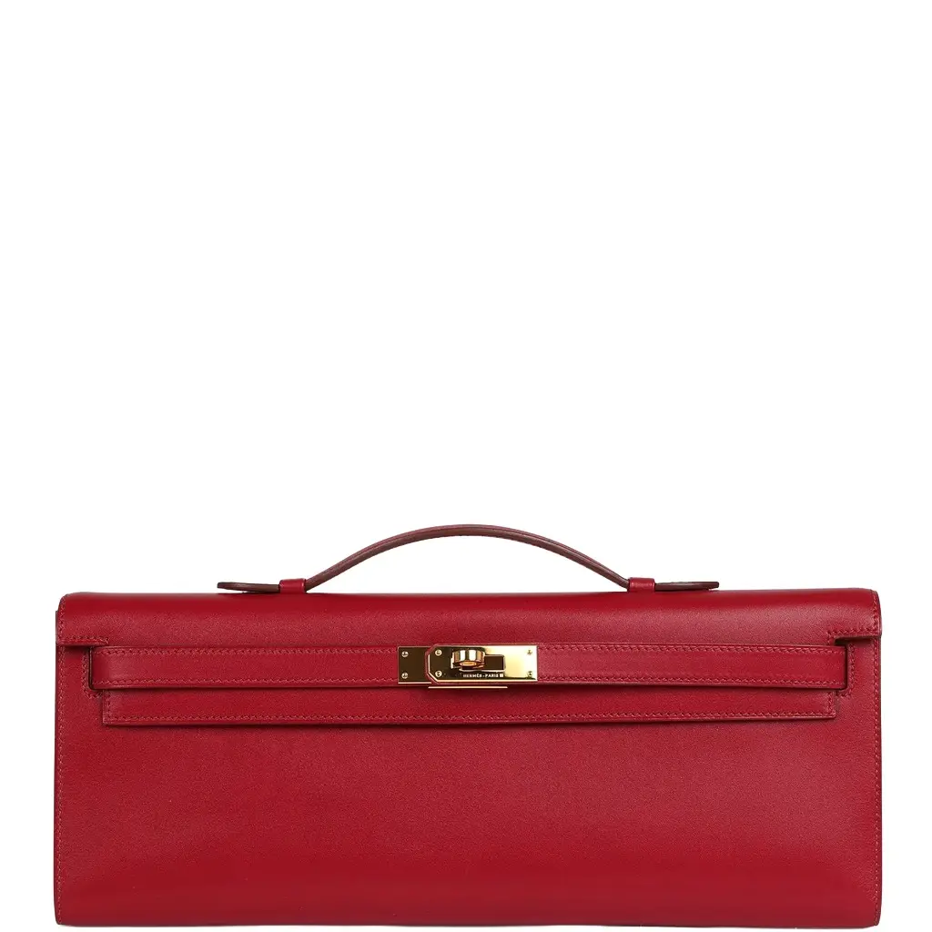 HERMÈS Pre-owned Hermes Kelly Cut Rubis Tadelakt Gold Hardware | Image 1 HERMÈS Pre-owned Hermes Kelly Cut Rubis Tadelakt Gold Hardware | Image 1