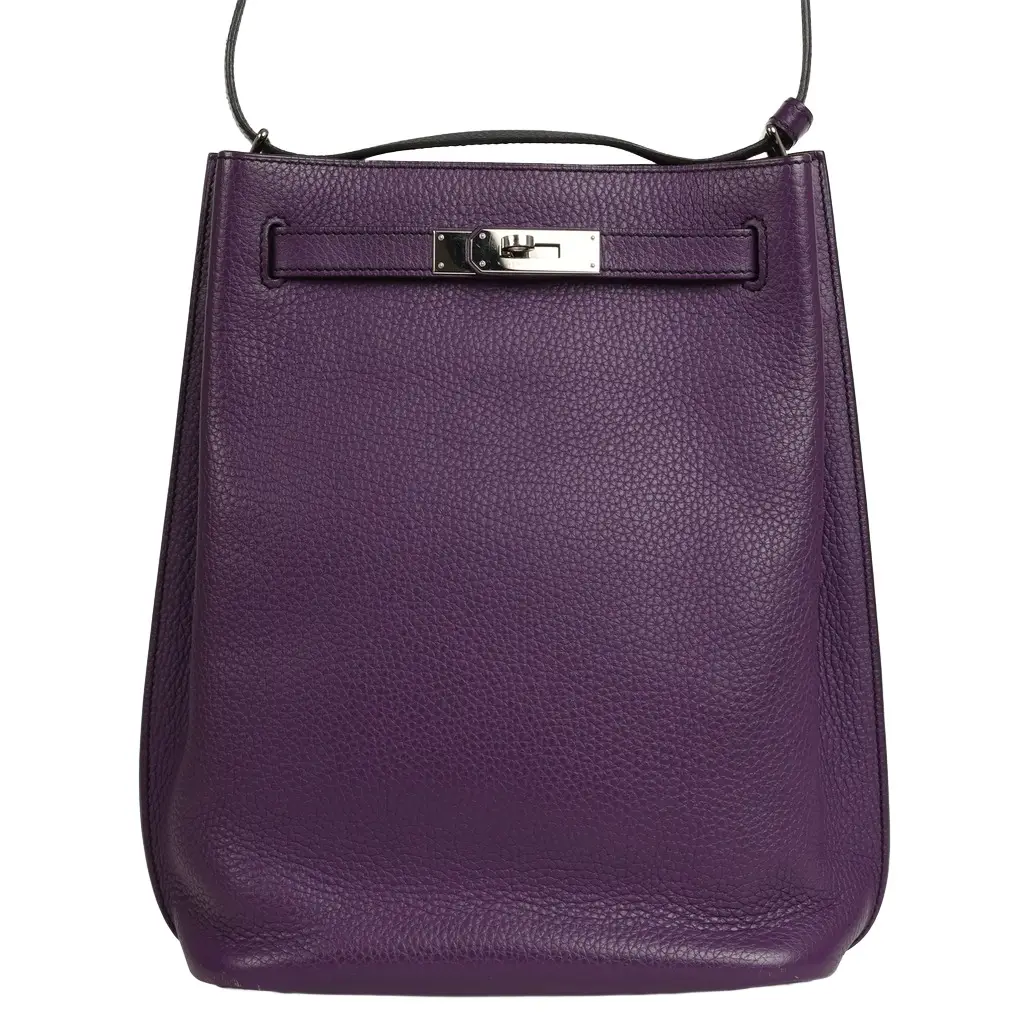 HERMÈS Pre-owned Hermes So Kelly 22 Ultraviolet Verso Clemence Palladium Hardware