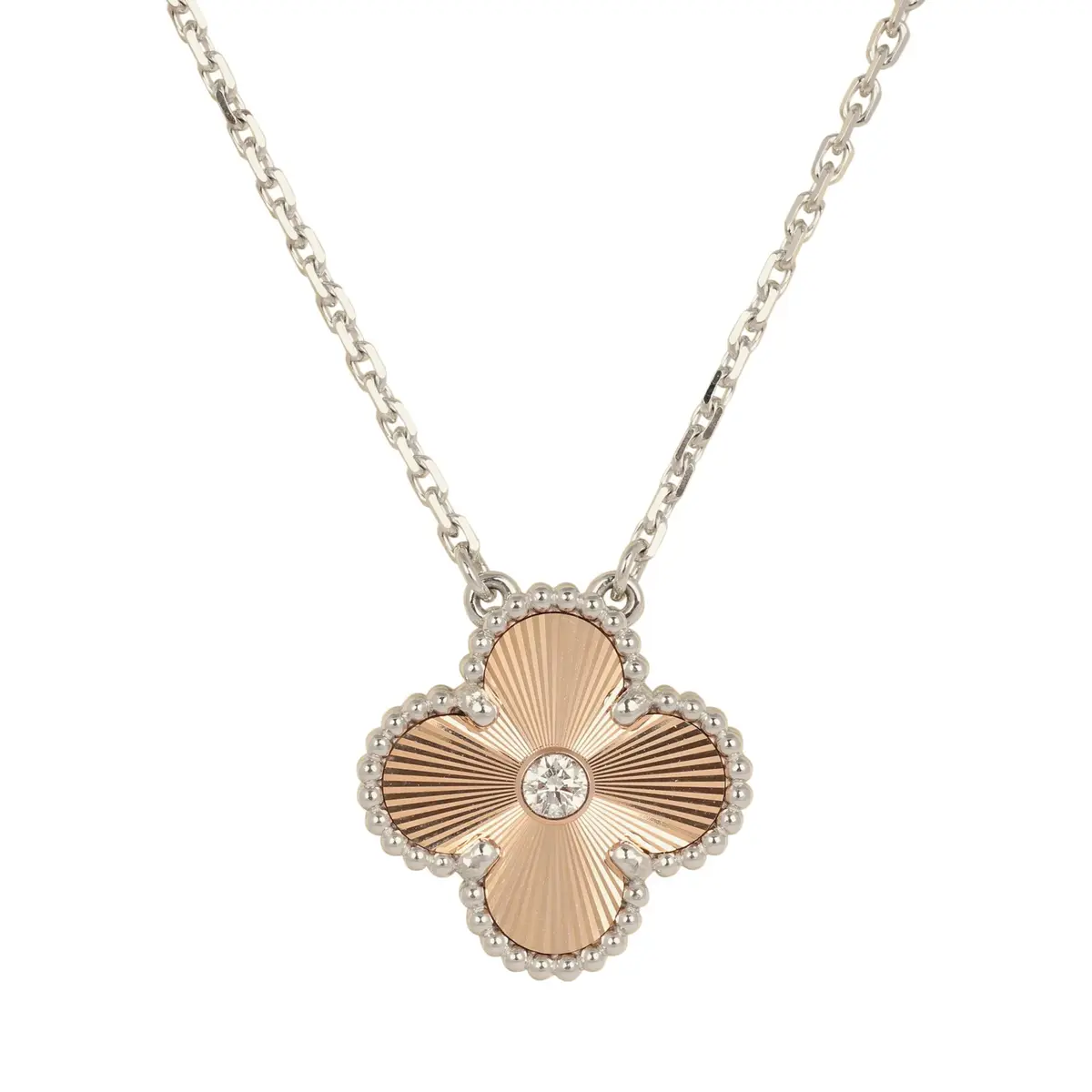 Van Cleef & Arpels Van Cleef & Arpels 2024 Holiday Vintage Alhambra Pendant Necklace Rose Gold Guilloche 18K White Gold & Diamonds | Thumbnail 2 Van Cleef & Arpels Van Cleef & Arpels 2024 Holiday Vintage Alhambra Pendant Necklace Rose Gold Guilloche 18K White Gold & Diamonds | Thumbnail 2