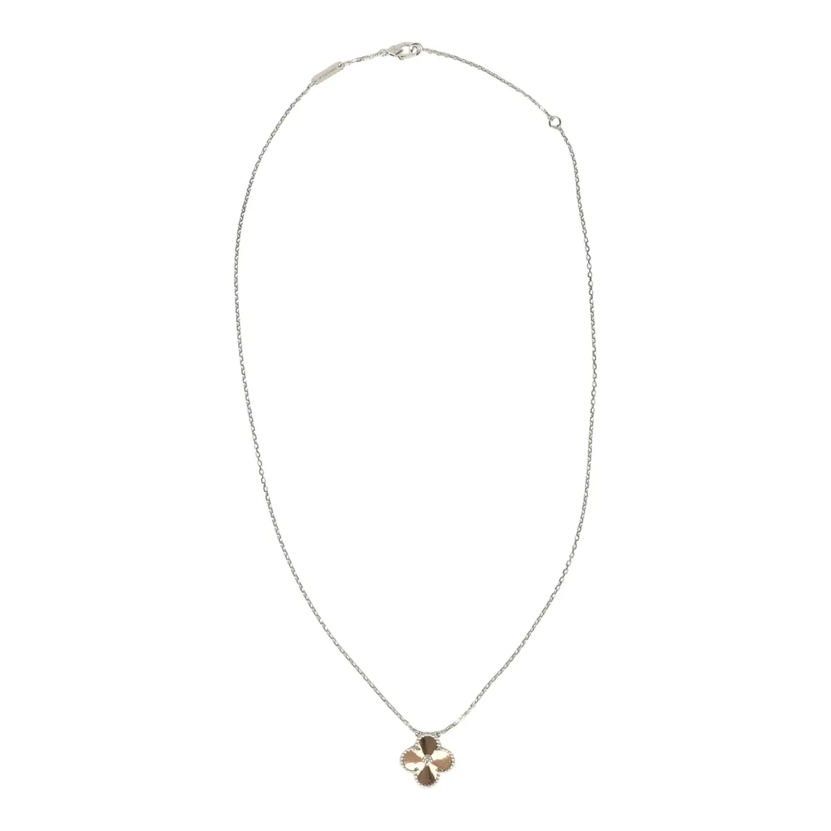 Van Cleef & Arpels Van Cleef & Arpels 2024 Holiday Vintage Alhambra Pendant Necklace Rose Gold Guilloche 18K White Gold & Diamonds | Thumbnail 6 Van Cleef & Arpels Van Cleef & Arpels 2024 Holiday Vintage Alhambra Pendant Necklace Rose Gold Guilloche 18K White Gold & Diamonds | Thumbnail 6